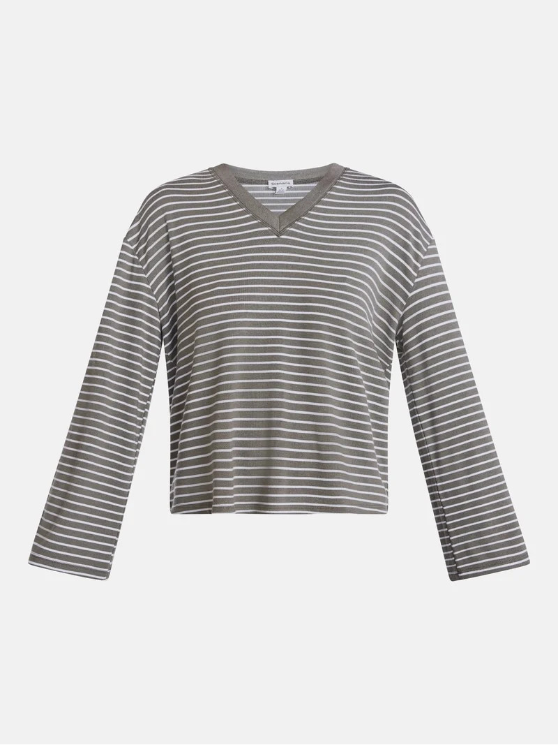 Scenario Women's and Women's Plus Relaxed Tee with Long Sleeves, Sizes XS-4X | Walmart (US)