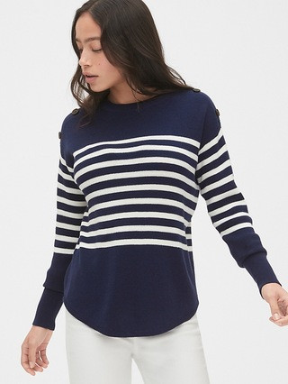 Stripe Button Crewneck Sweater | Gap (US)