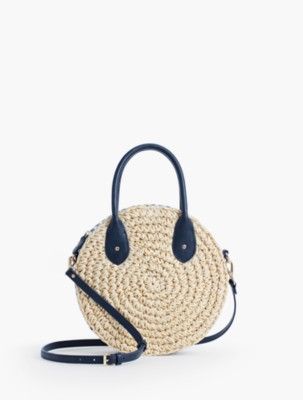 Crochet Straw Circle Crossbody Bag | Talbots