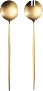 Zerophilo Salad Servers,Spoon and Fork Set 11.41 inch,18/10 Stainless Steel Salad Serving Titaniu... | Amazon (US)