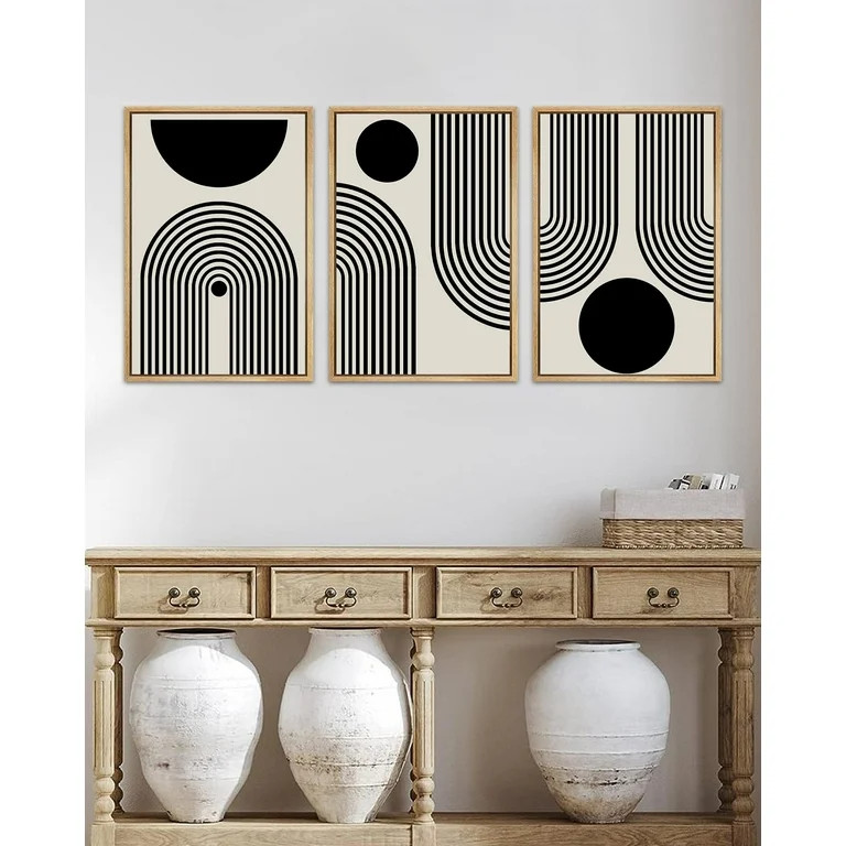 SHENIFY Black Abstract Boho Wall Art Framed Wood Geometric Wall Decor Mid Century Modern Minimali... | Walmart (US)