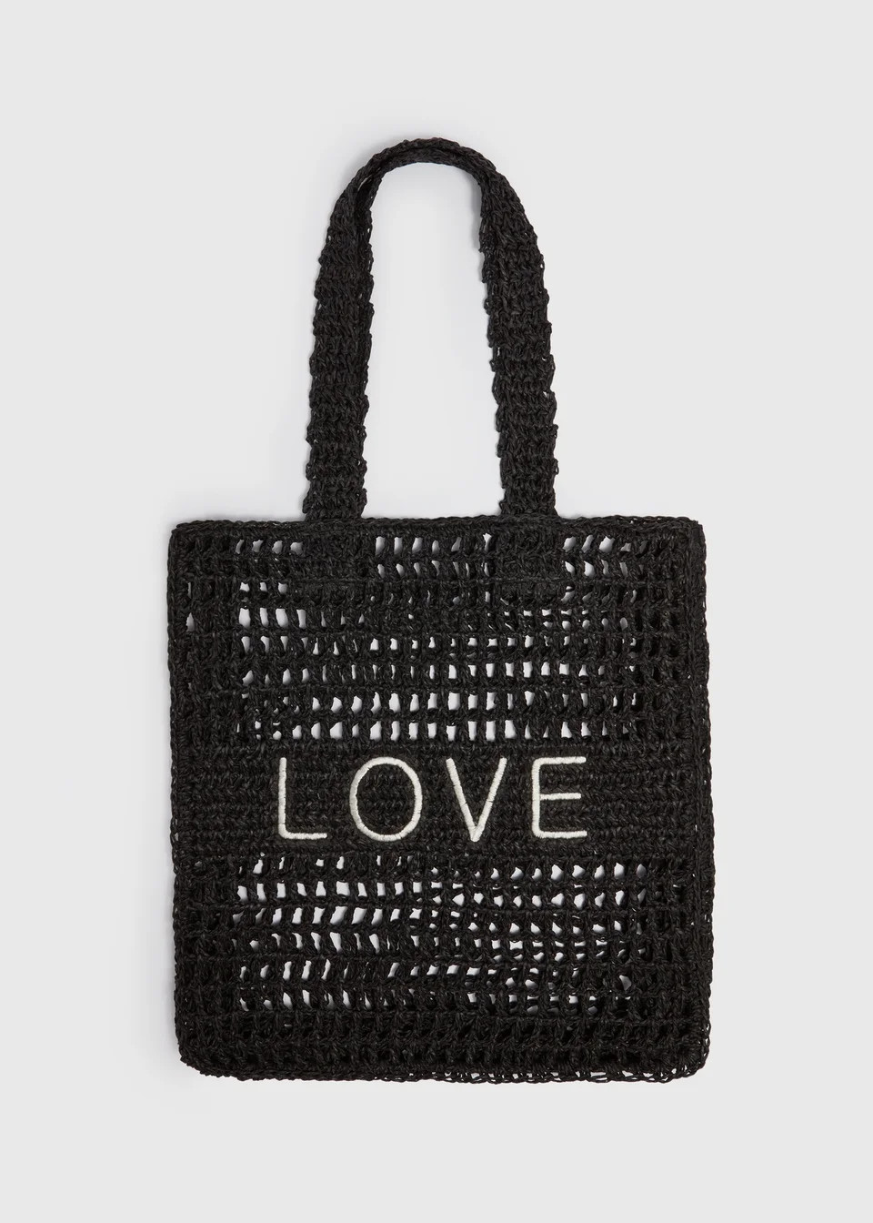 Black Love Shopper Straw Bag | Matalan (UK)