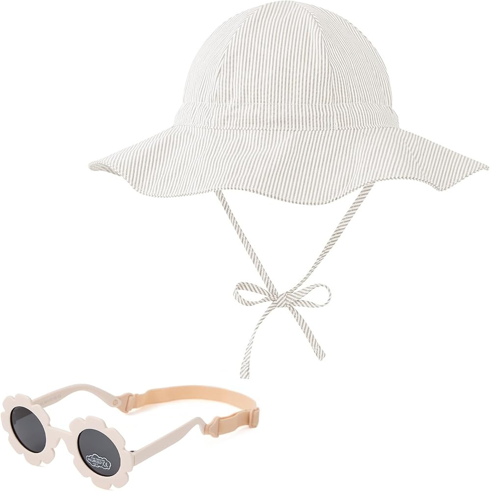 Zando UPF 50+ Wide Brim Baby Sun Hat with Sunglasses 0-12M - Sun Protection Infant Toddler Bucket... | Amazon (US)