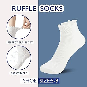 Hstyle 6 Pairs of Ruffle Socks Women, Ruffle Turn-Cuff Casual Cute Girl Ruffle Socks Breathable C... | Amazon (US)
