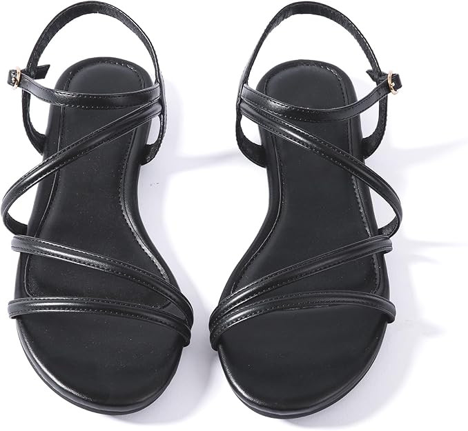 Mtzyoa Women Flat Sandals Dressy Strappy Gladiator Summer Ankle Strap Nude Open Toe Comfortable W... | Amazon (US)