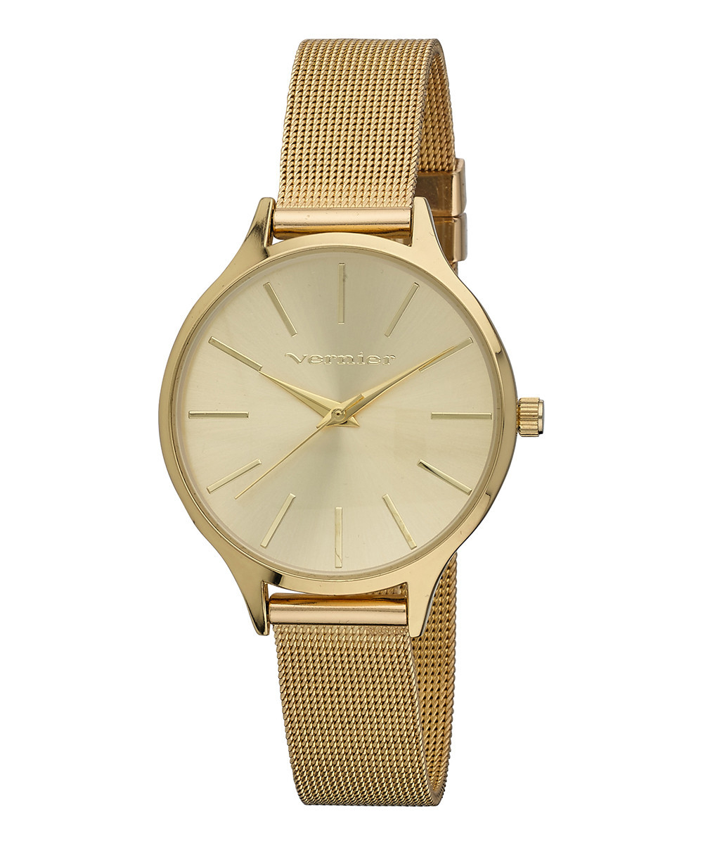 Vernier Women's Watches Gold - Goldtone Mesh-Strap Watch | Zulily