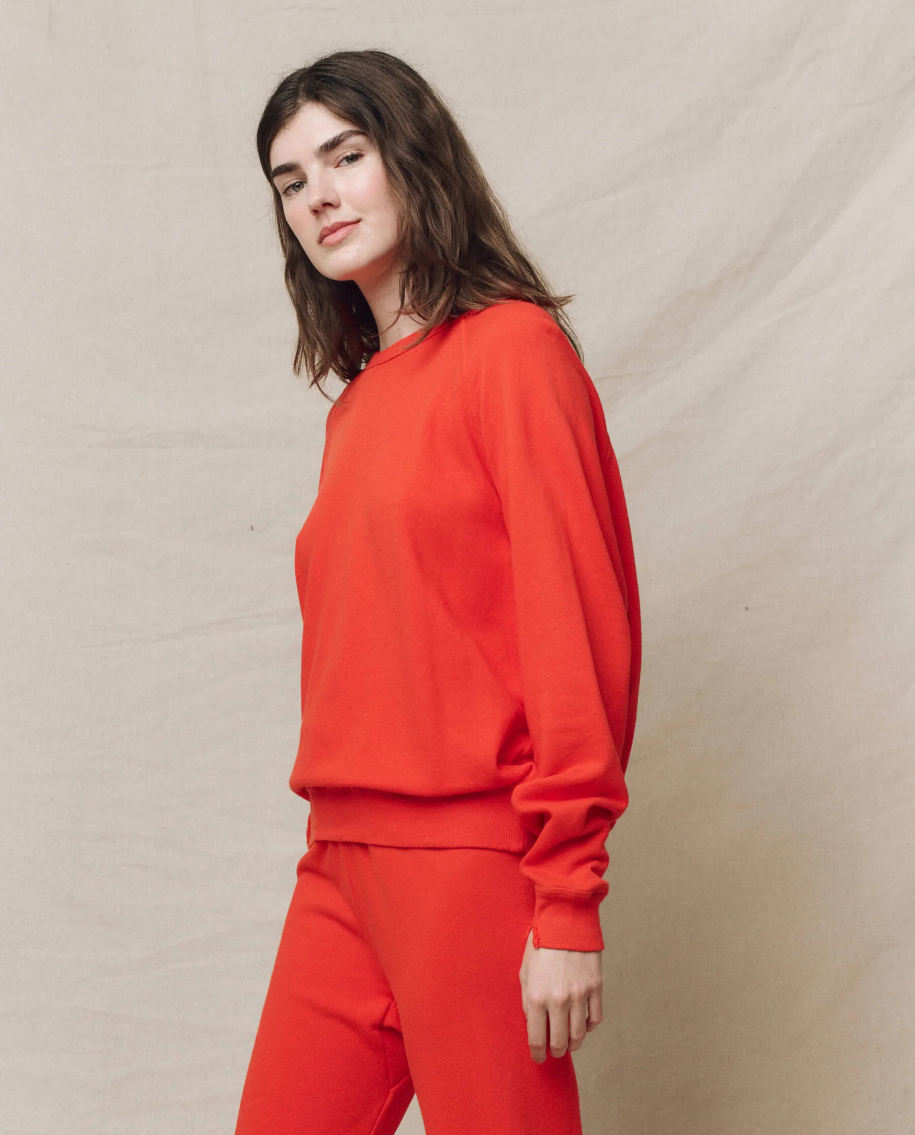 The College Sweatshirt. Solid -- Tart | THE GREAT.