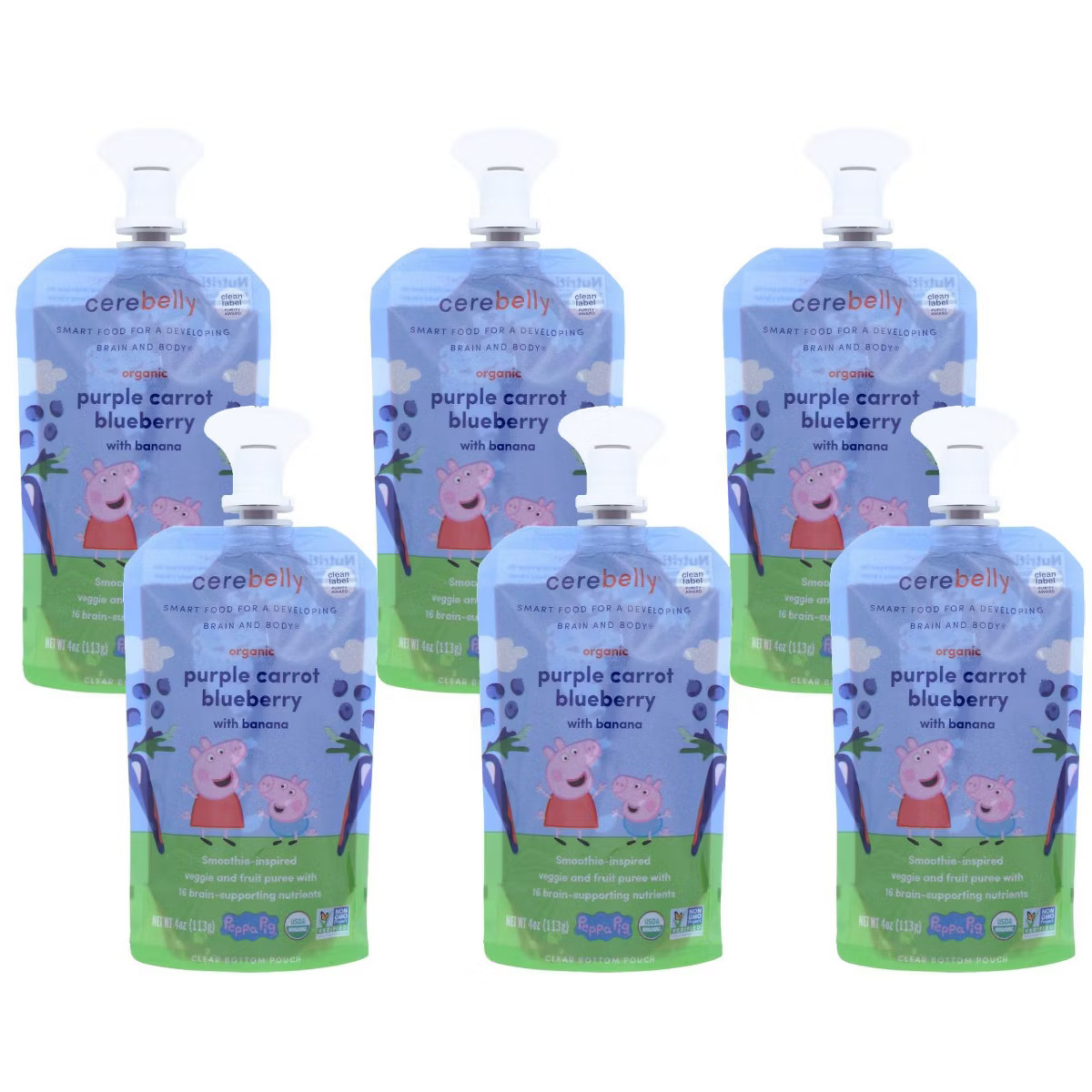 Cerebelly Organic Purple Carrot Blueberry Puree - Case of 6/4 oz | Target