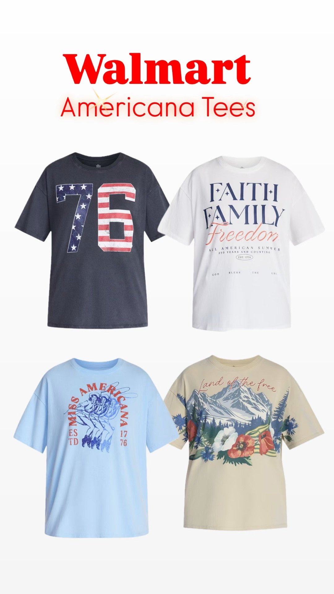 Americana tees for under $10! I ordered the “76” in a size large for that oversized Free People look! 🇺🇸💙❤️

#LTKSeasonal #LTKootd #LTKOver40