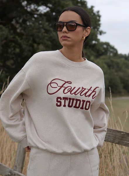 Oatmeal Fourth Studio Slogan Sweatshirt- Chester | 4th & Reckless