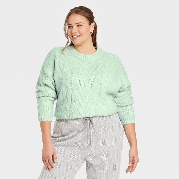 Women's Crewneck Cable Stitch Pullover Sweater - A New Day™ | Target