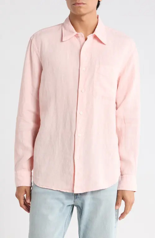 Madewell Linen & Organic Cotton Button-Up Shirt in Solid Pink at Nordstrom, Size Small | Nordstrom