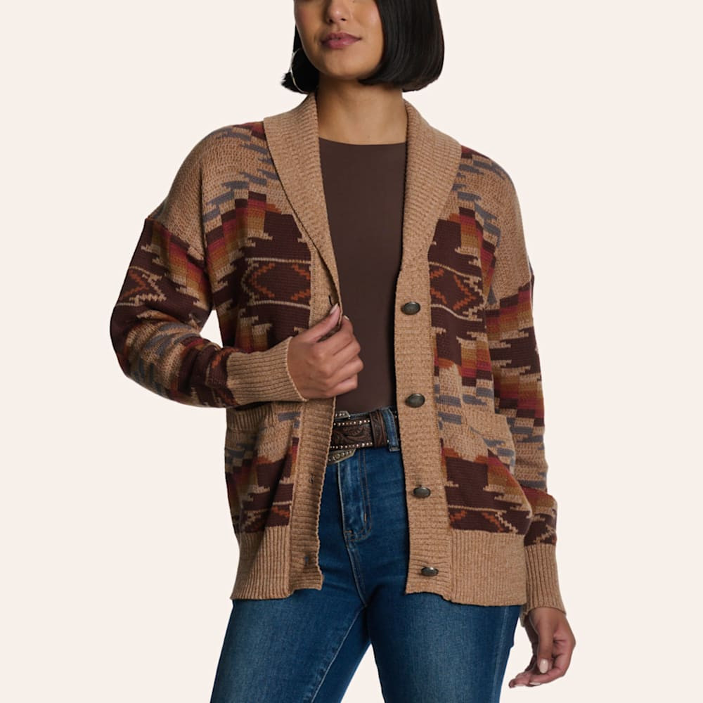 Cotton & Rye Women's Brown Aztec Print Knit Cardigan | Cavender's