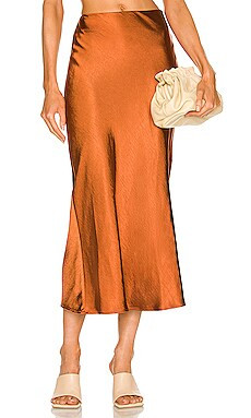 Camila Coelho Gysele Midi Skirt in Brown from Revolve.com | Revolve Clothing (Global)