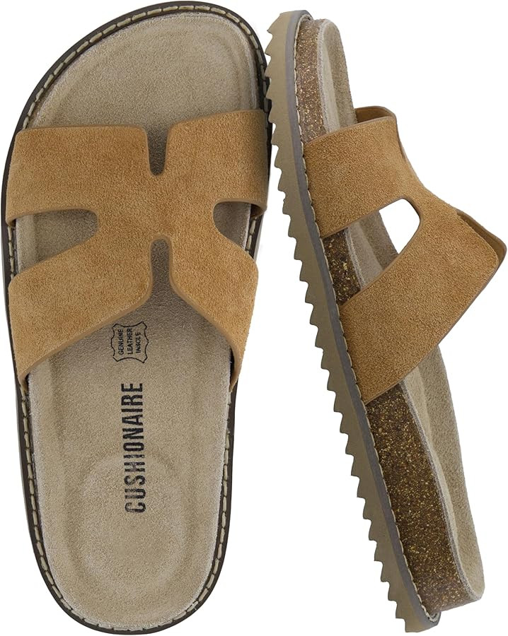 CUSHIONAIRE Women's Wisdom Cutout Leather Slide Sandals | Amazon (US)
