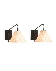 Set Of 2 Rattan Wall Sconces | Marshalls