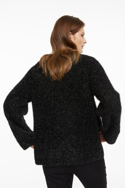 Oversized fluffy jumper - Black/Glittery - Ladies | H&M GB | H&M (UK, MY, IN, SG, PH, TW, HK)