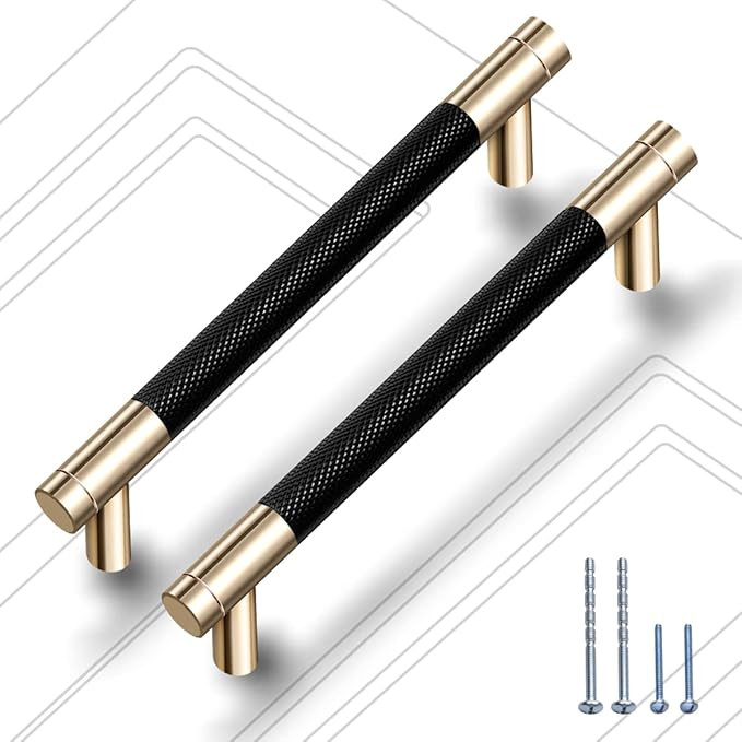 Guoharda 12 Pack 5 Inch 128 mm Knurled Cabinet Handles Cabinet Pulls Aluminum Handles Pulls Gold ... | Amazon (US)