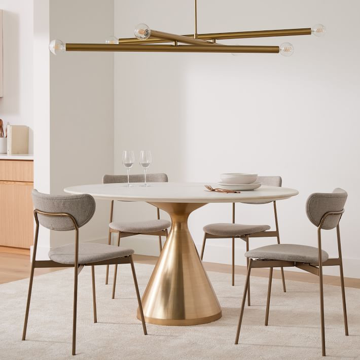 Silhouette Pedestal Marble Round Dining Table (44", 48", 60") | West Elm (US)