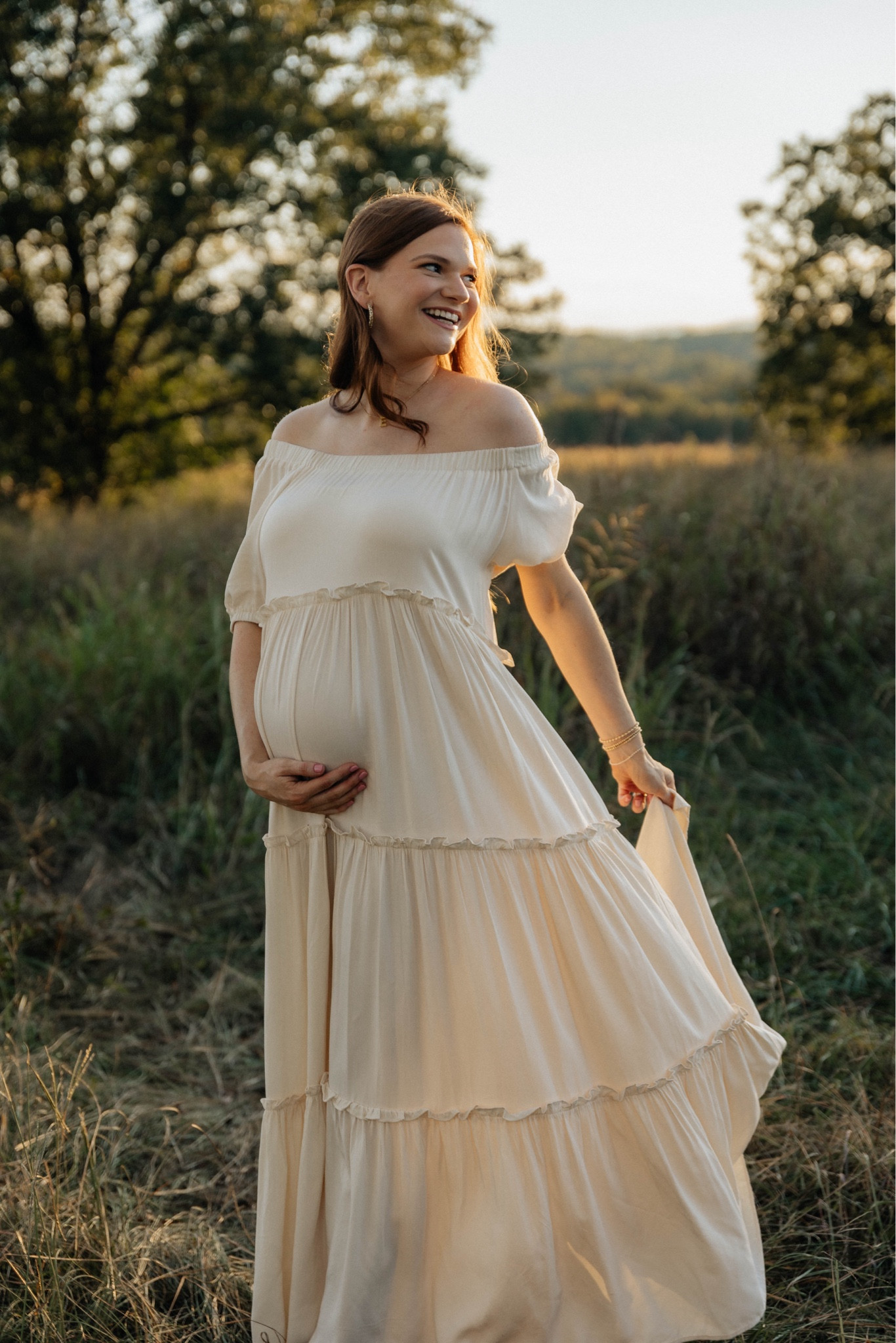 Maternity photo shoot dress. Fall maternity photo shoot dress. What to wear for fall maternity pictures. 34 weeks pregnant. Bump friendly dresses. Pink blush maternity 

#LTKBump