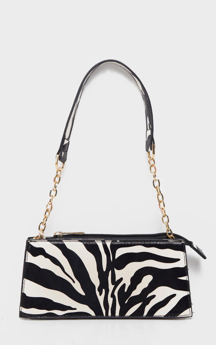 Zebra Chain Handle 90s Shoulder Bag | PrettyLittleThing US