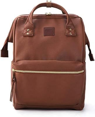 Kah&Kee Leather Backpack Diaper Bag with Laptop Compartment Travel School for Women Man (Brown, L... | Amazon (US)