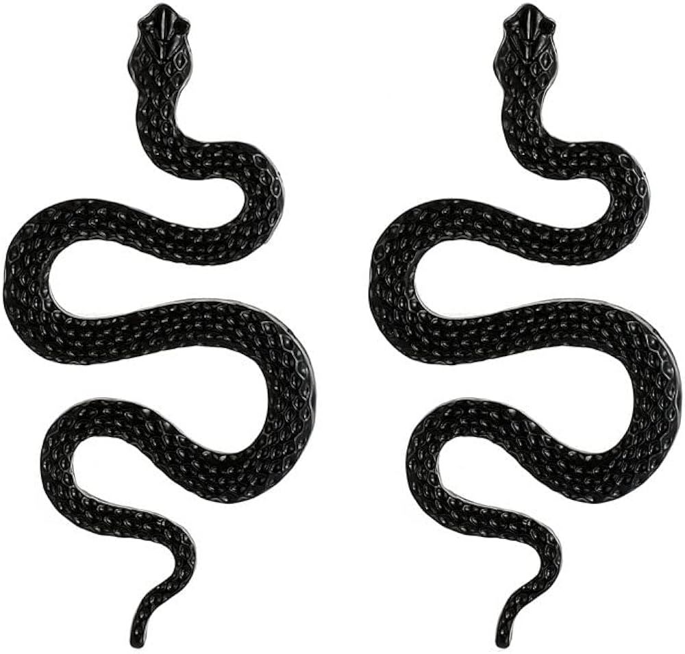 Black Snake Studs Earrings Long Dangle Serpent Earrings Minimalist Snake Earrings Gothic Snake Je... | Amazon (US)