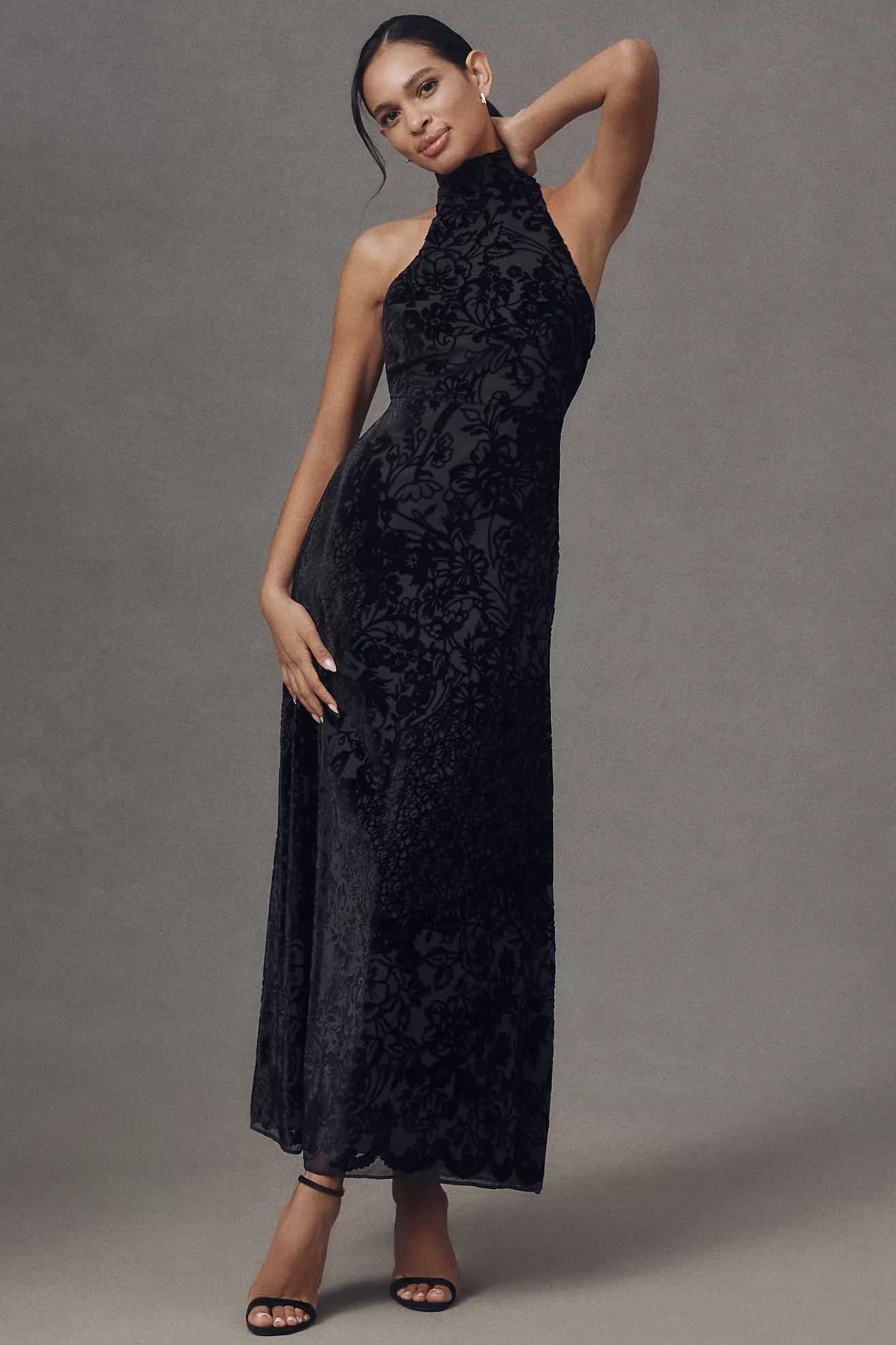 BHLDN Velvet Burnout High-Neck Maxi Dress | Anthropologie (US)