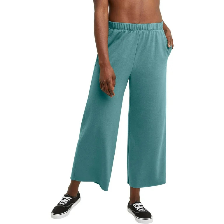 Hanes Originals Women's French Terry Wide Leg Crop Pants - Walmart.com | Walmart (US)
