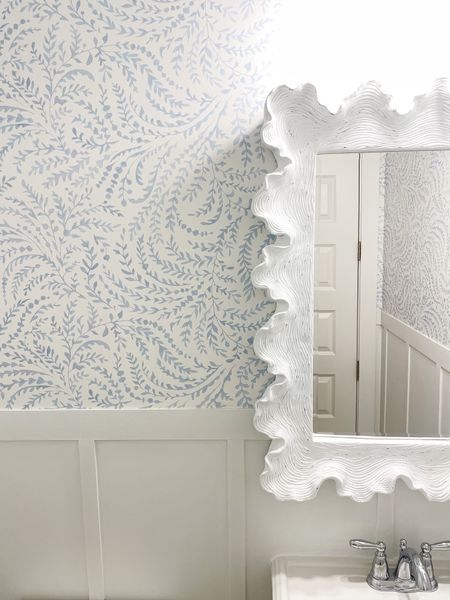 Love my new Serena & Lily wallpaper! 

Half bath, bathroom decor, bathroom wallpaper, wallpaper, blue and white, coastal home, coastal decor 

#LTKFind #LTKstyletip #LTKhome