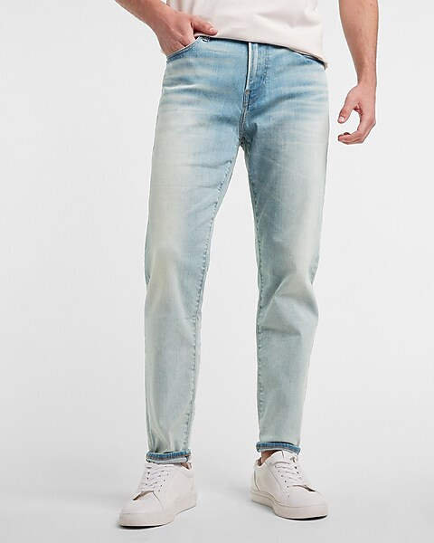 Athletic Tapered Skinny Light Wash Hyper Stretch Jeans | Express