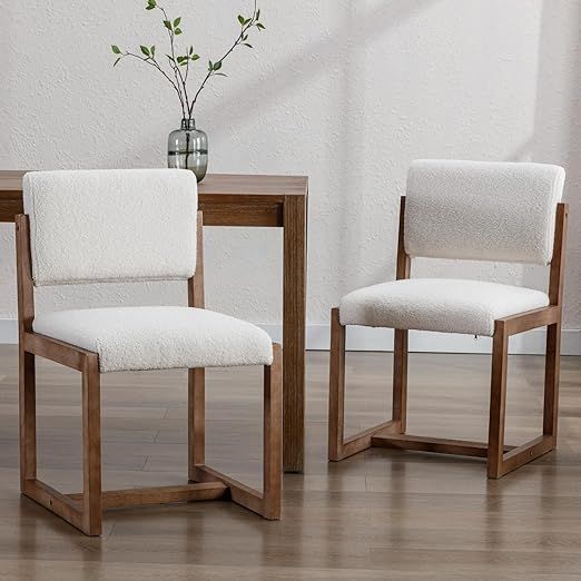 Ya-Home Mid-Century Dining Chairs Set of 2, Sherpa Upholstered Dining Room Chairs Armless Side Ch... | Amazon (US)