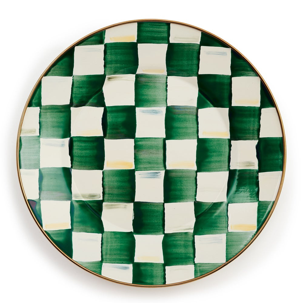 Emerald Check Dinner Plate | MacKenzie-Childs