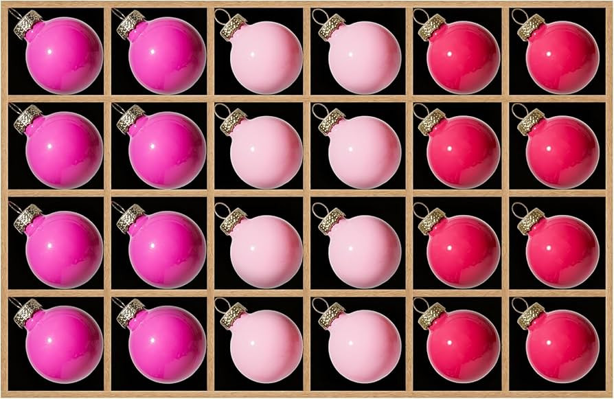 WDS WONDROUS Red Pink Glass Christmas Ball Ornaments Set of 24 – 1.18” Small Christmas Tree D... | Amazon (US)