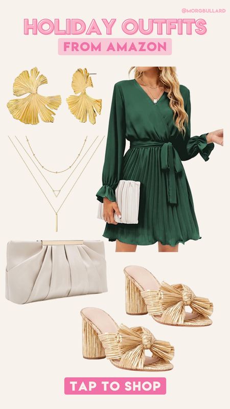 Holiday Outfits | Holiday Fashion | Christmas Dress | Christmas Outfit | Gold Heels | Gold Earrings | Mini Dress | Date Night 

#LTKHoliday #LTKunder100