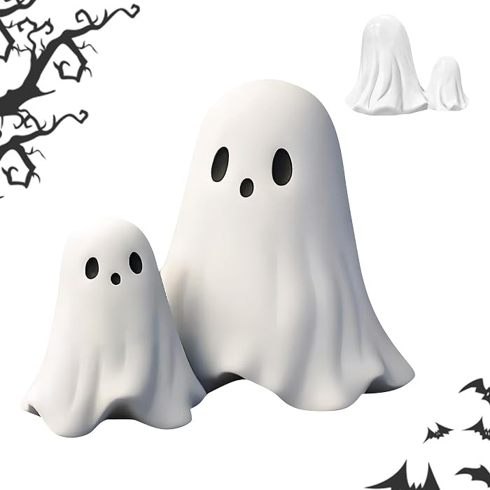 donciety Ghost Figurine Ghost Decor, Funny Ghost Statue, Cute Ghost Figurine, Ghost Statue Halloween Decoration for Gift (C) | Amazon (US)