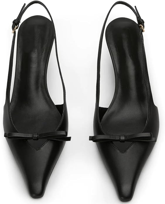MAVMAX Slingback Heels for Women Bow Pointed Close Toe Stilettos High Kitten Heels Pumps Dress Pa... | Amazon (US)
