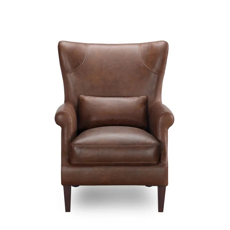 Emerald Genuine Leather Wingback Chair | Wayfair North America