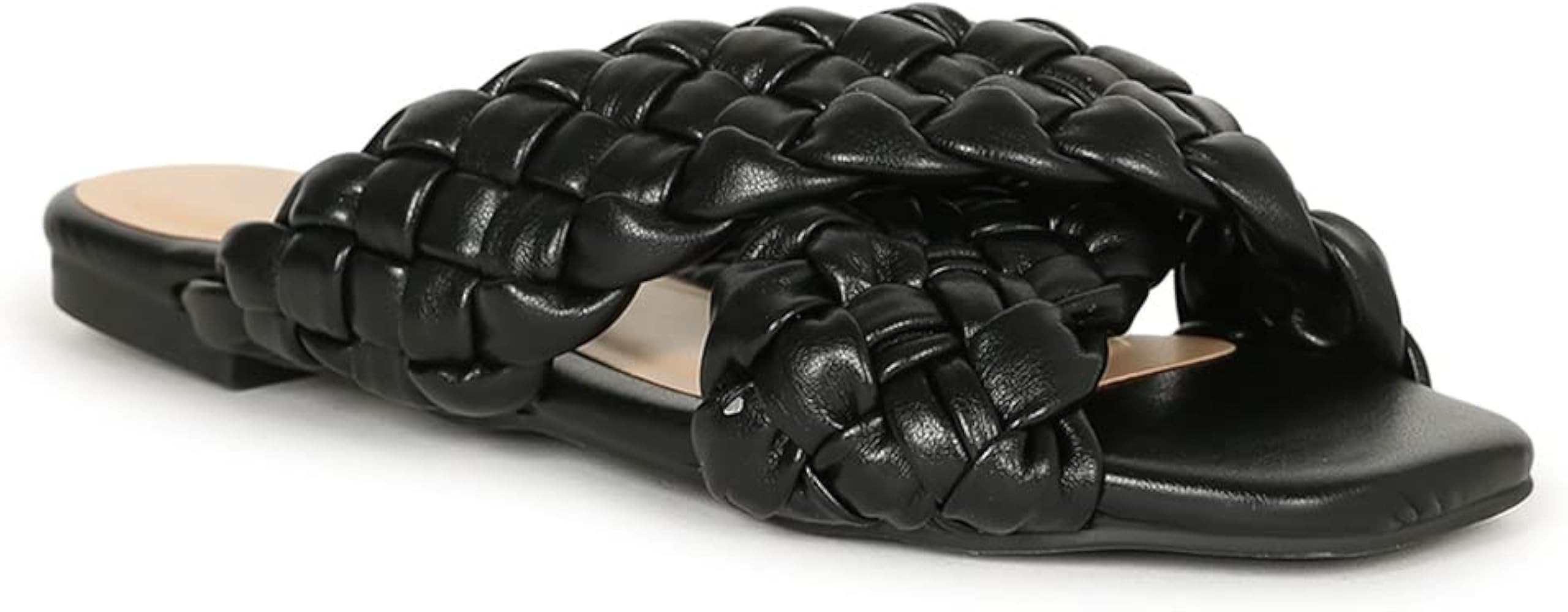 Square Toe Braided Woven Criss Cross Padded Straps Soft Slide Sandals by Bamboo | Amazon (US)