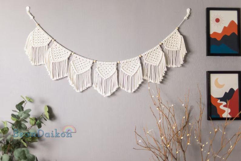 Custom Macrame Garland, Kids Room Decor, Macrame Flag, Baby Shower Gift, Boho Nursery Wall Decor,... | Etsy (US)