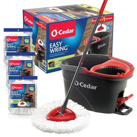 O-Cedar EasyWring Microfiber Spin Mop & Bucket System with 3 Extra Refills | Walmart (US)