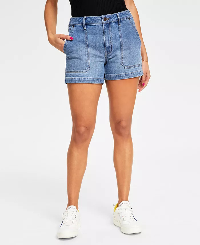 Women's Mid Rise Utility Denim Shorts | Macys (US)