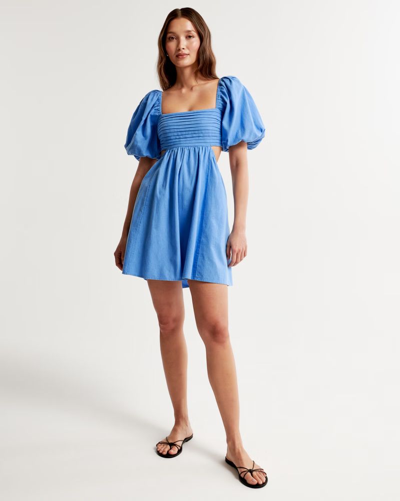 Emerson Linen-Blend Cutout Mini Dress | Abercrombie & Fitch (US)