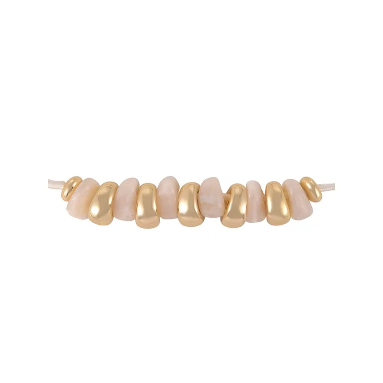 Time and Tru Goldtone Cord Cream Swirl Resin Bead Necklace | Walmart (US)