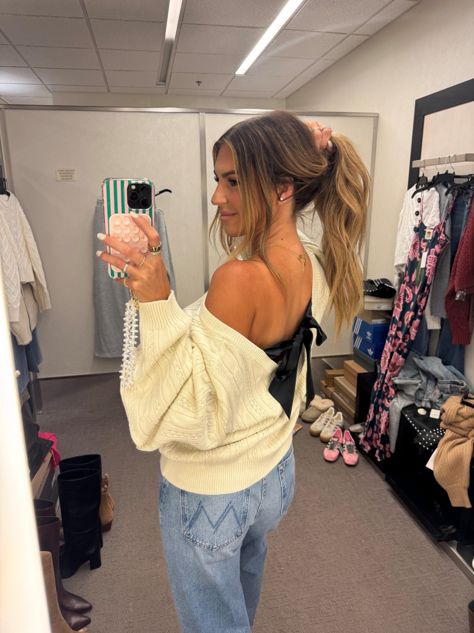 The bow detail 🎀 size small sweater and size 27 jeans #nsale #nordstromsale 

#LTKStyleTip #LTKSaleAlert #LTKSeasonal