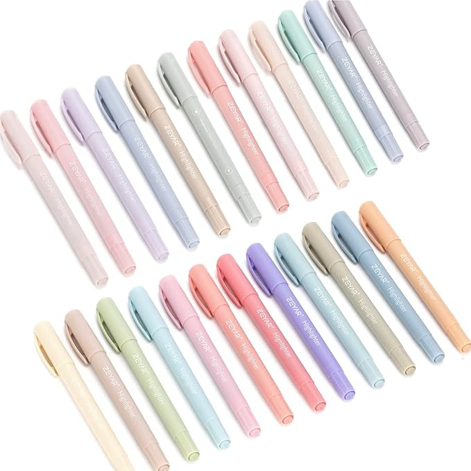 ZEYAR Cute Highlighters With Duals Tips, Cream Colors, Chisel Tip and Bullet tip, Aesthetic Highl... | Amazon (US)