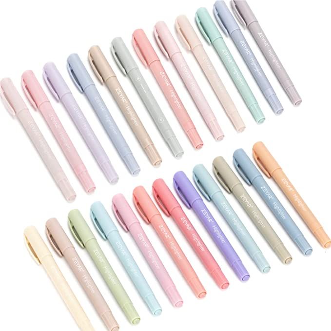 ZEYAR Cute Highlighters With Duals Tips, Cream Colors, Chisel Tip and Bullet tip, Aesthetic Highl... | Amazon (US)