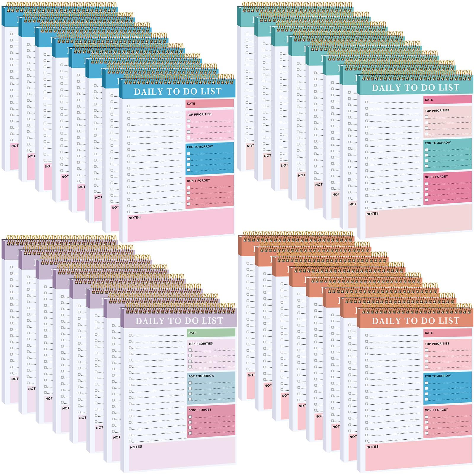 32 Pcs Daily to Do List Notepad Daily Planner with 52 Sheets Tear Off, Spiral to Do List Notebook... | Amazon (US)