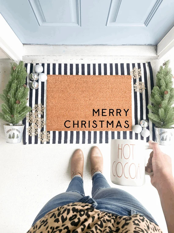 Merry Christmas Doormat, Holiday Doormat, Door Mat, Winter Doormat, Christmas Doormat, Outdoor Ru... | Etsy (US)