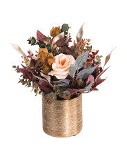 13in Floral Arrangement In Metallic Pot | TJ Maxx